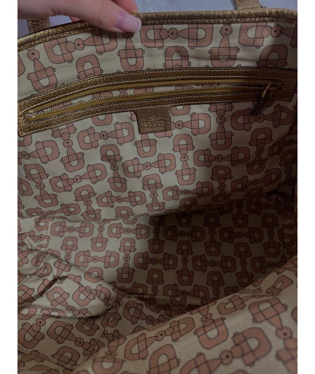 GUCCI Золотая тканевая сумка тоут, фото 4