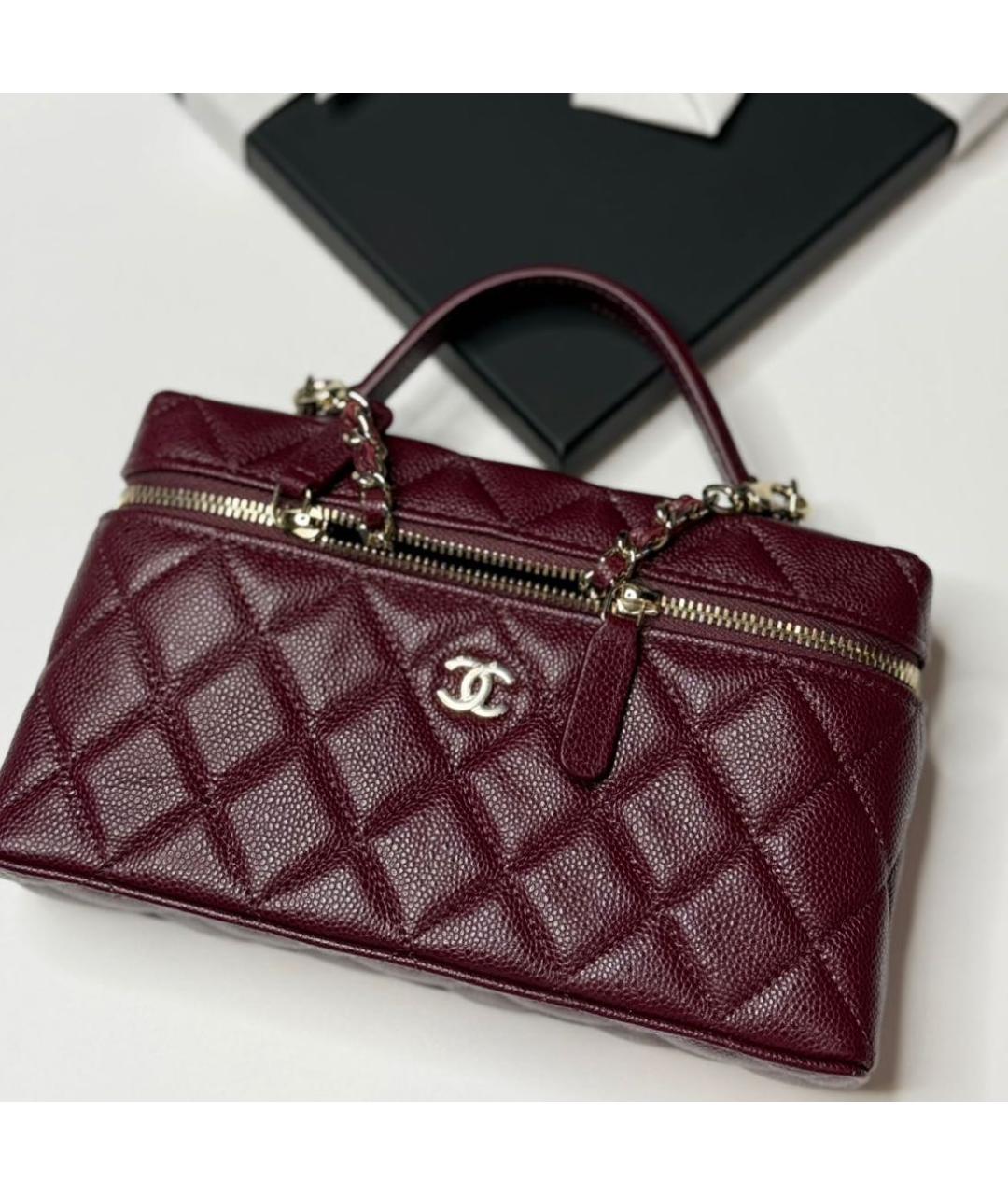 CHANEL Бордовая кожаная сумка через плечо, фото 2