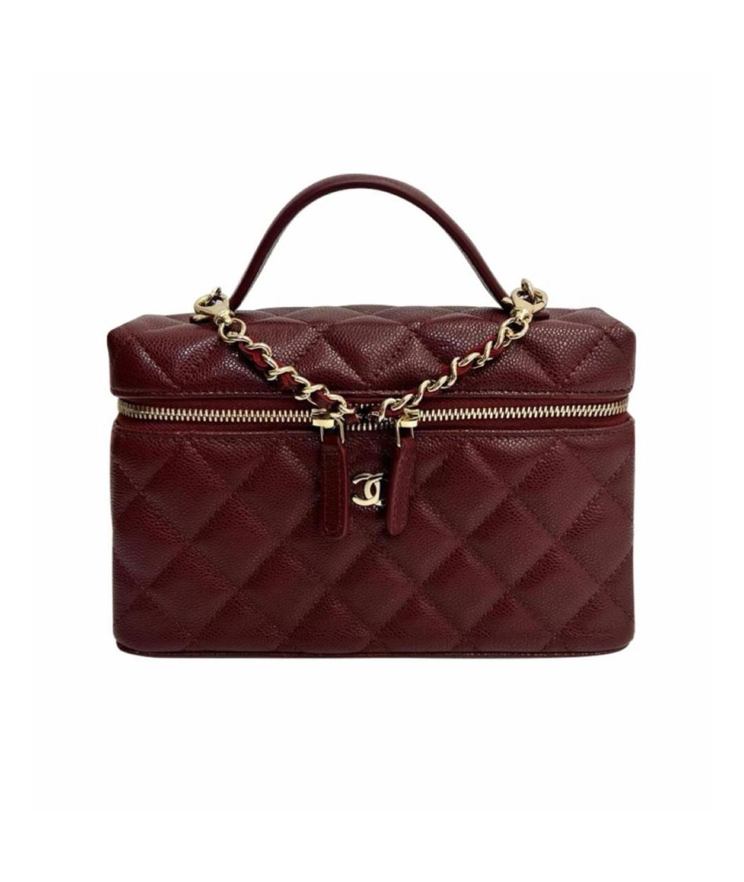 CHANEL Бордовая кожаная сумка через плечо, фото 1