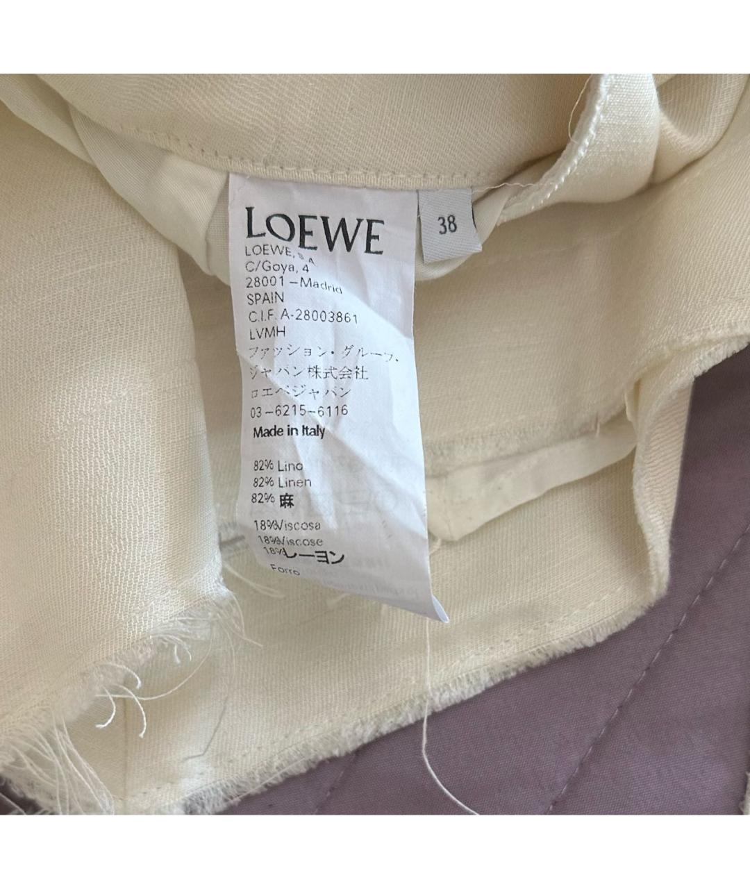 LOEWE Белая льняная юбка макси, фото 4