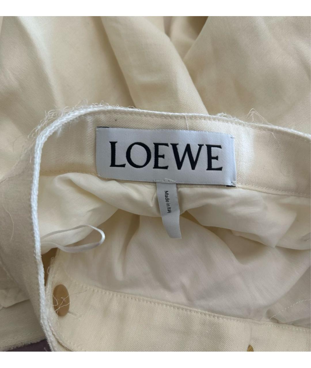 LOEWE Белая льняная юбка макси, фото 3