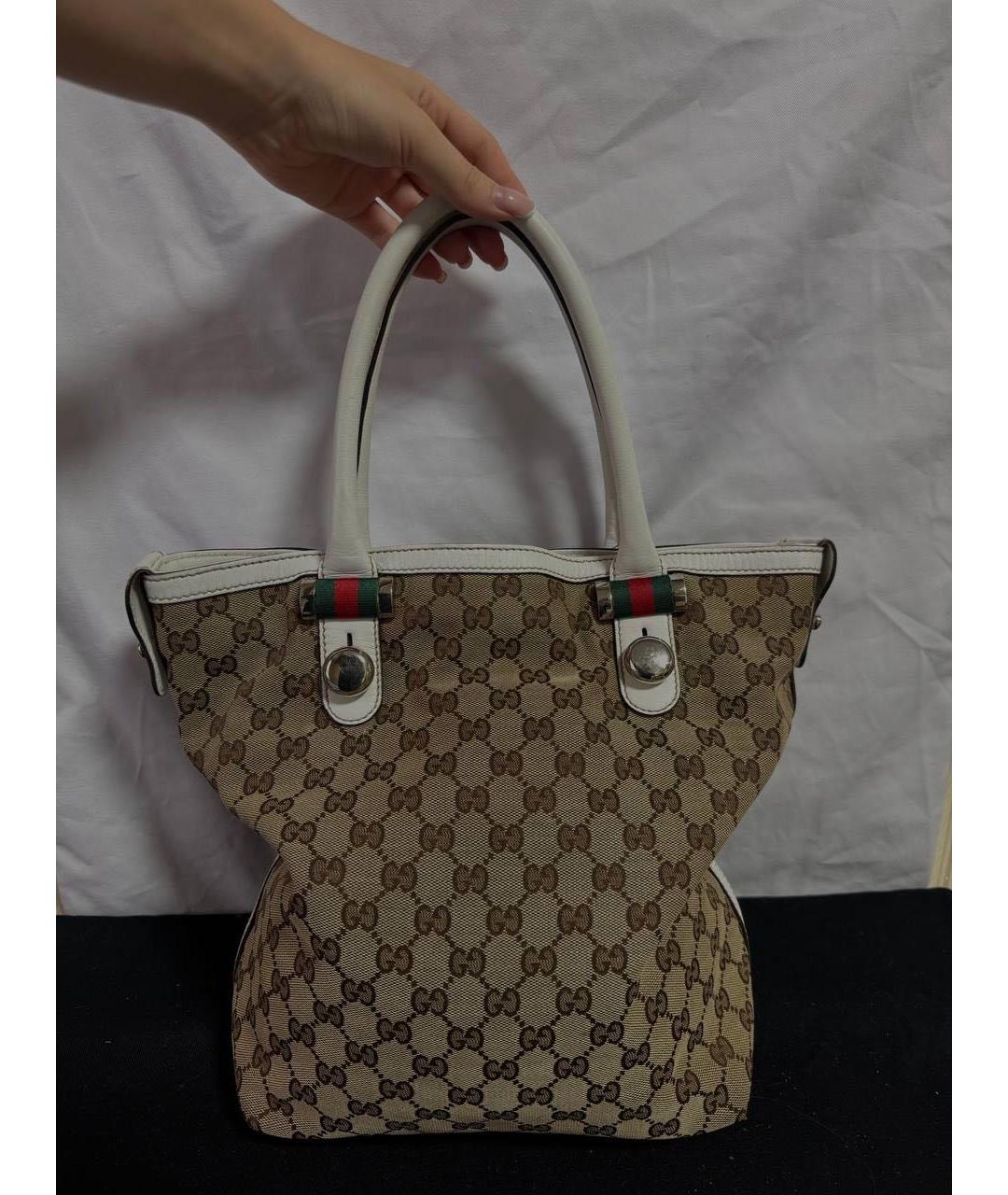 GUCCI Бежевая тканевая сумка тоут, фото 5