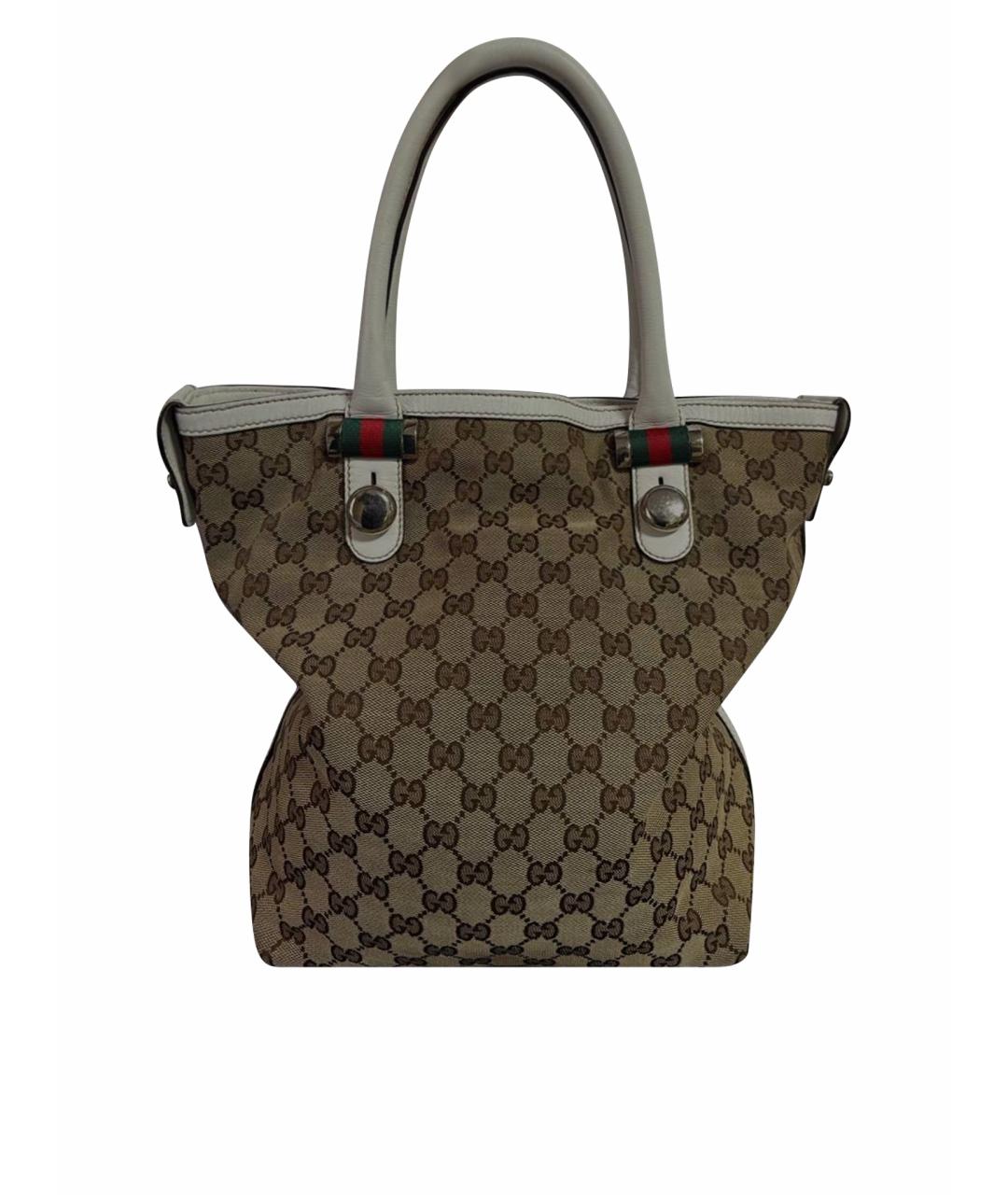 GUCCI Бежевая тканевая сумка тоут, фото 1