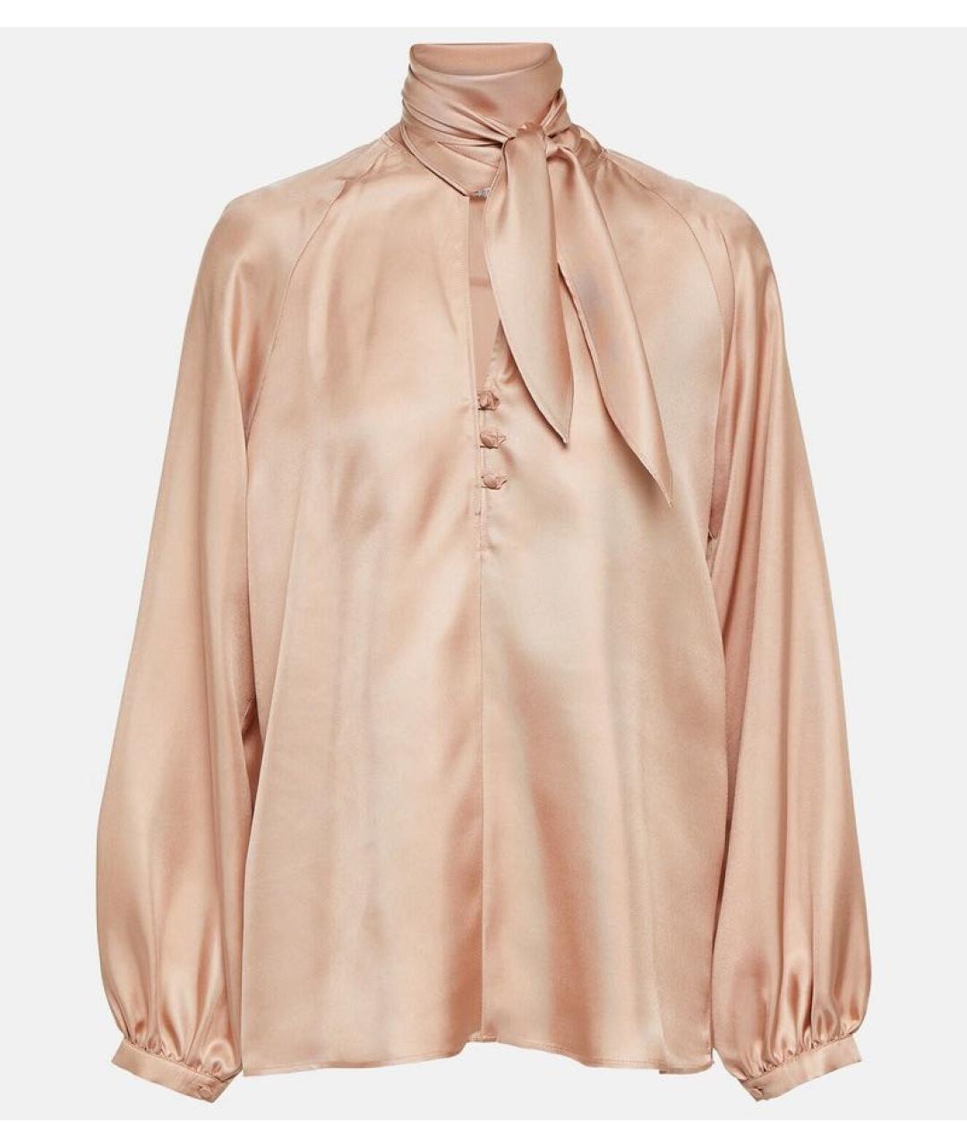 MAX MARA Бежевая шелковая блузы, фото 6