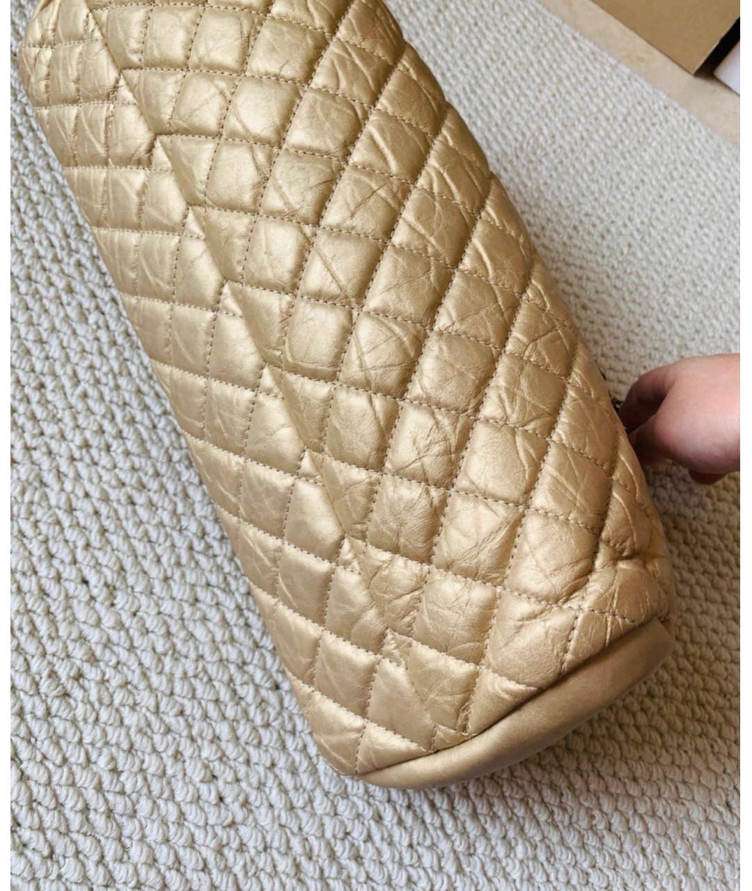 CHANEL Золотая кожаная сумка через плечо, фото 4