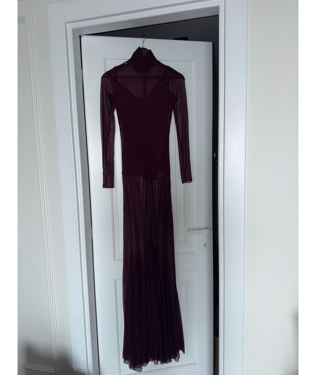 ELISABETTA FRANCHI Бордовое сетчатое вечернее платье, фото 6