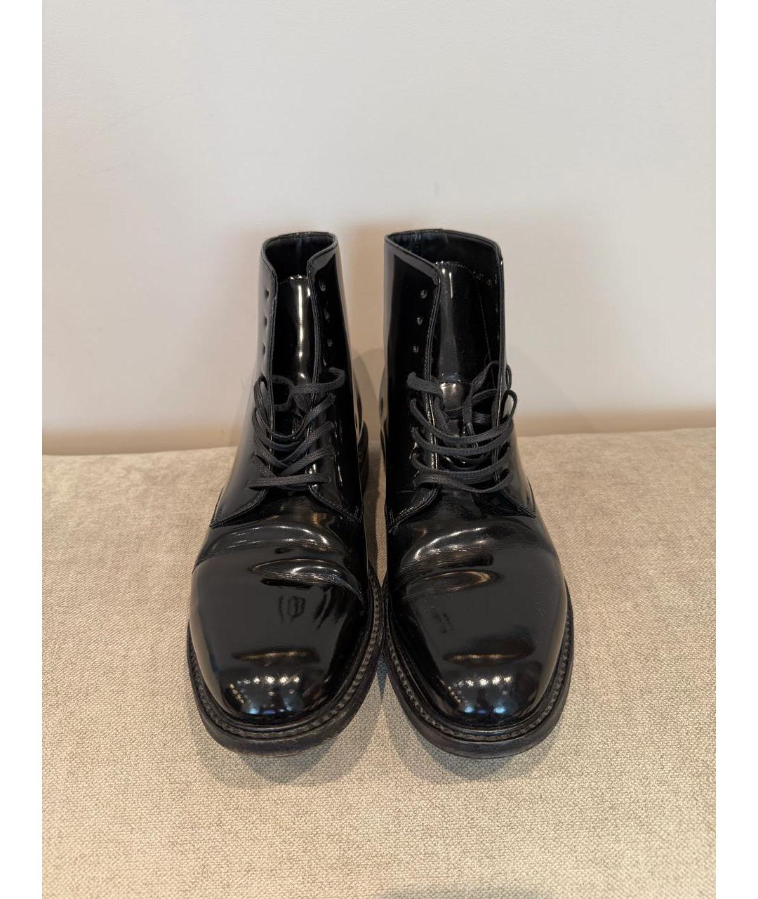 SAINT LAURENT Черные ботинки из лакированной кожи, фото 2