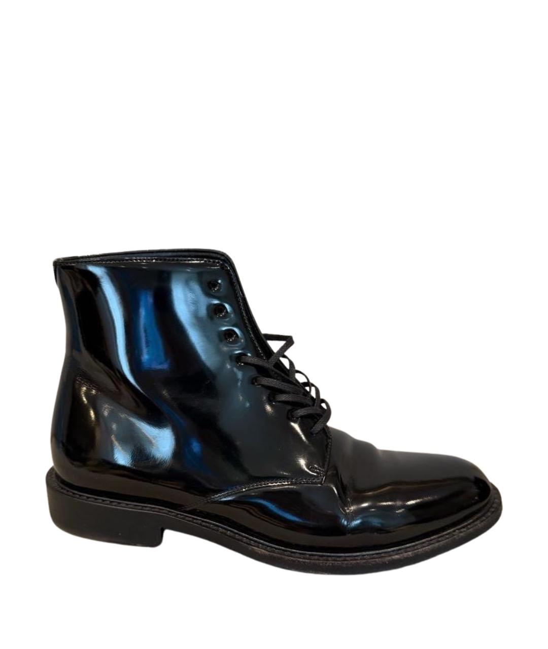 SAINT LAURENT Черные ботинки из лакированной кожи, фото 1