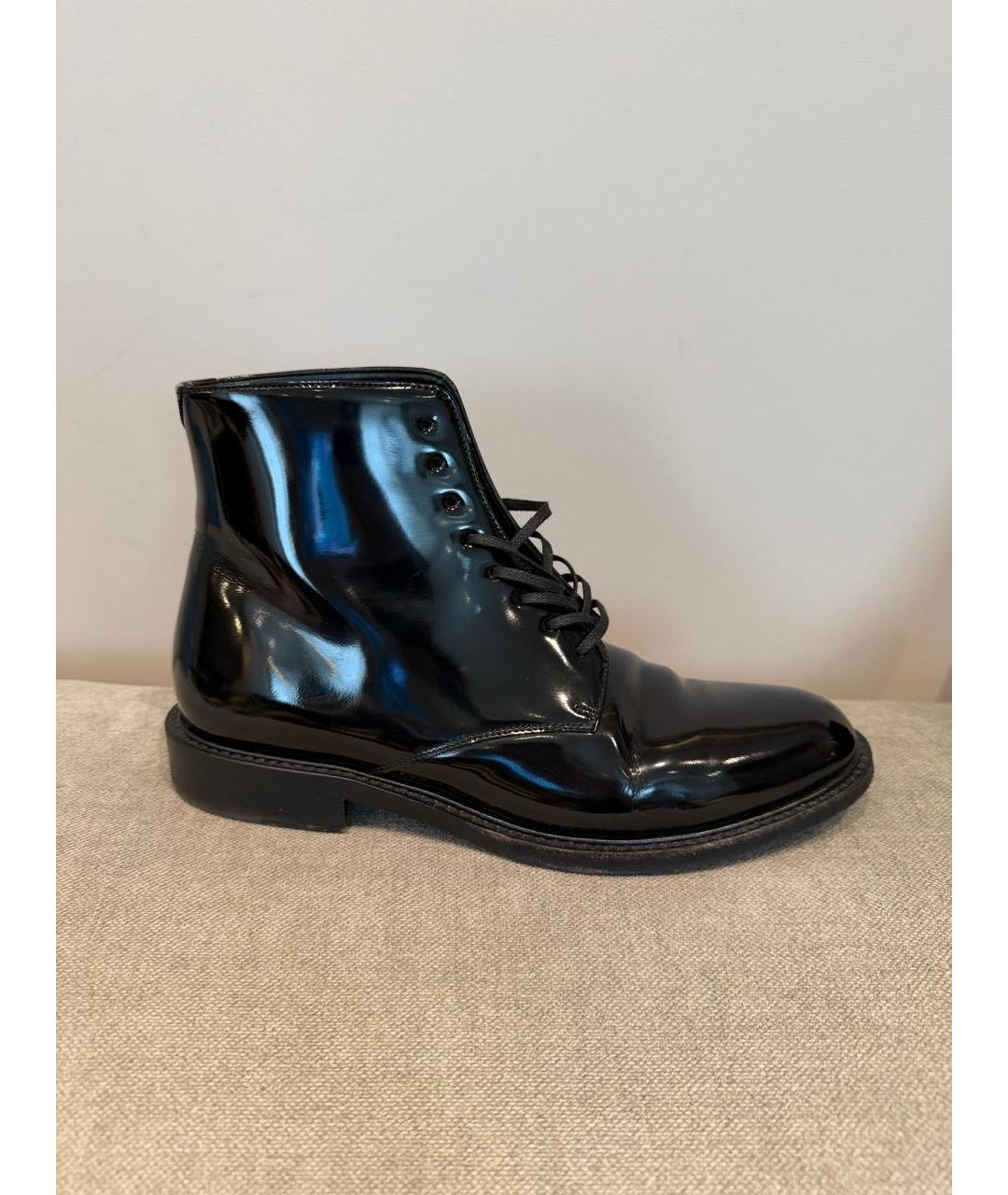 SAINT LAURENT Черные ботинки из лакированной кожи, фото 6