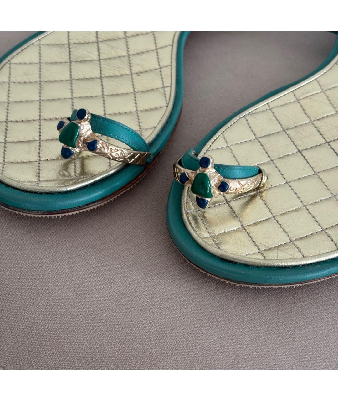 CHANEL Зеленые кожаные сандалии, фото 8