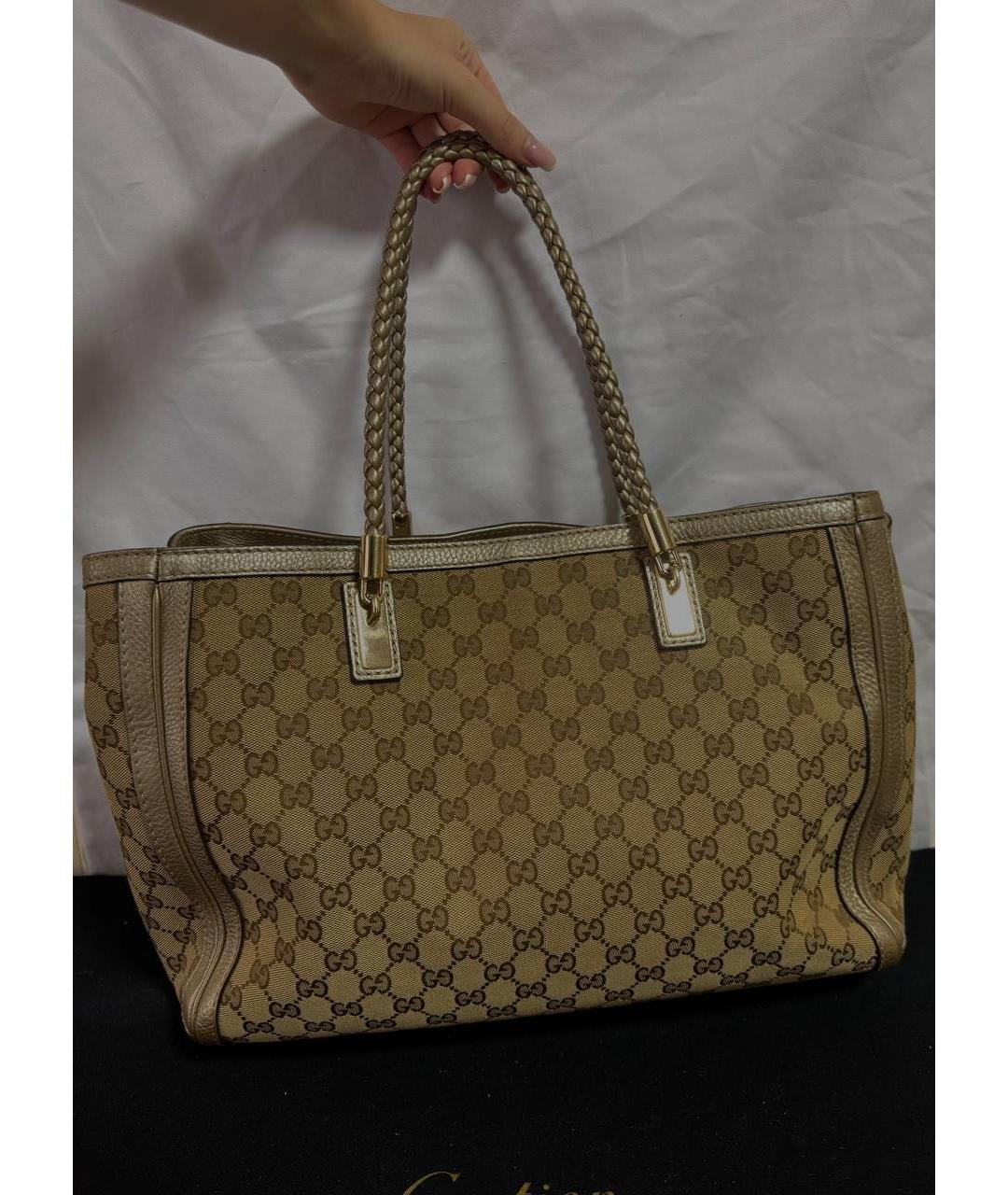 GUCCI Бежевая тканевая сумка тоут, фото 3