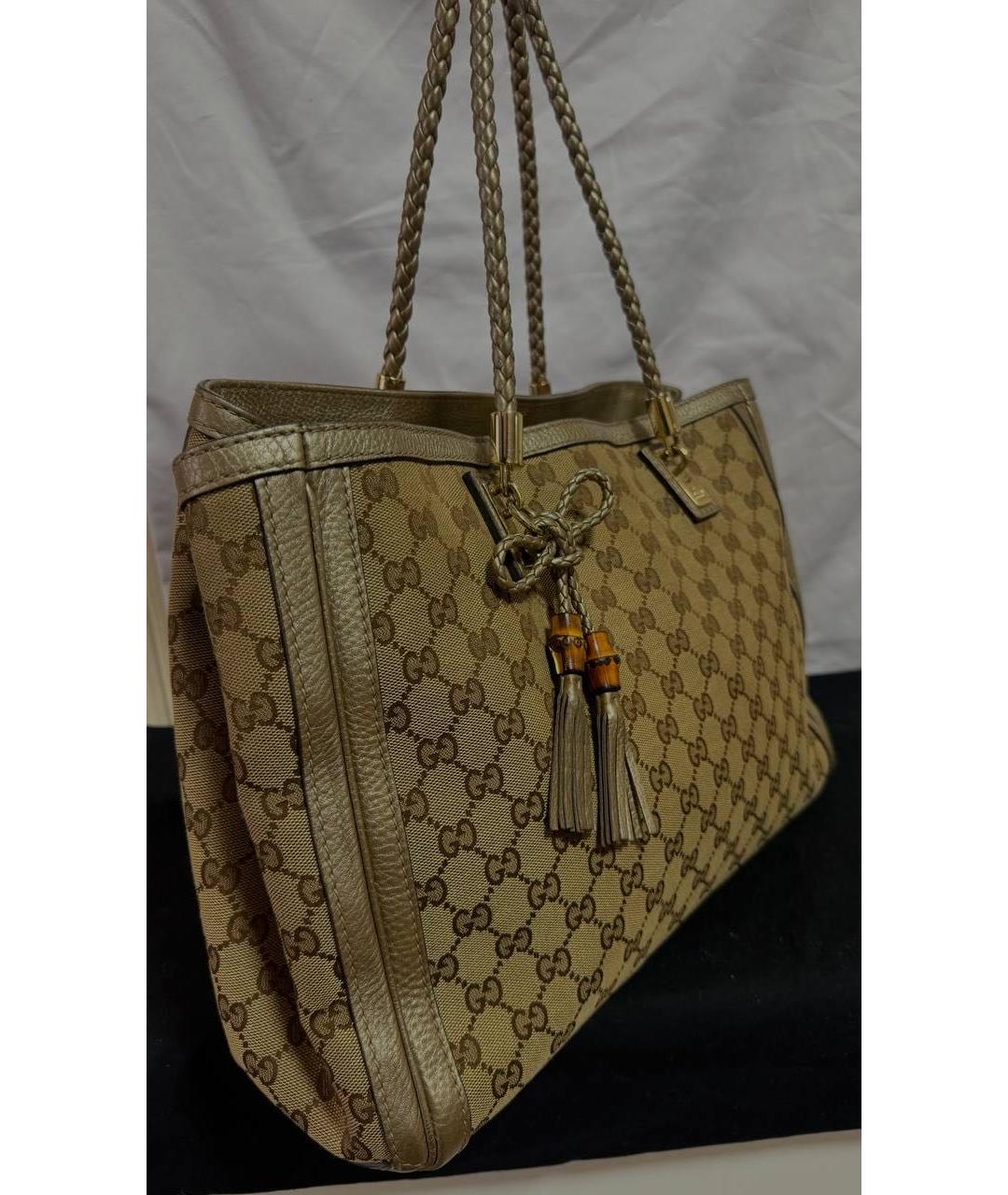 GUCCI Бежевая тканевая сумка тоут, фото 2