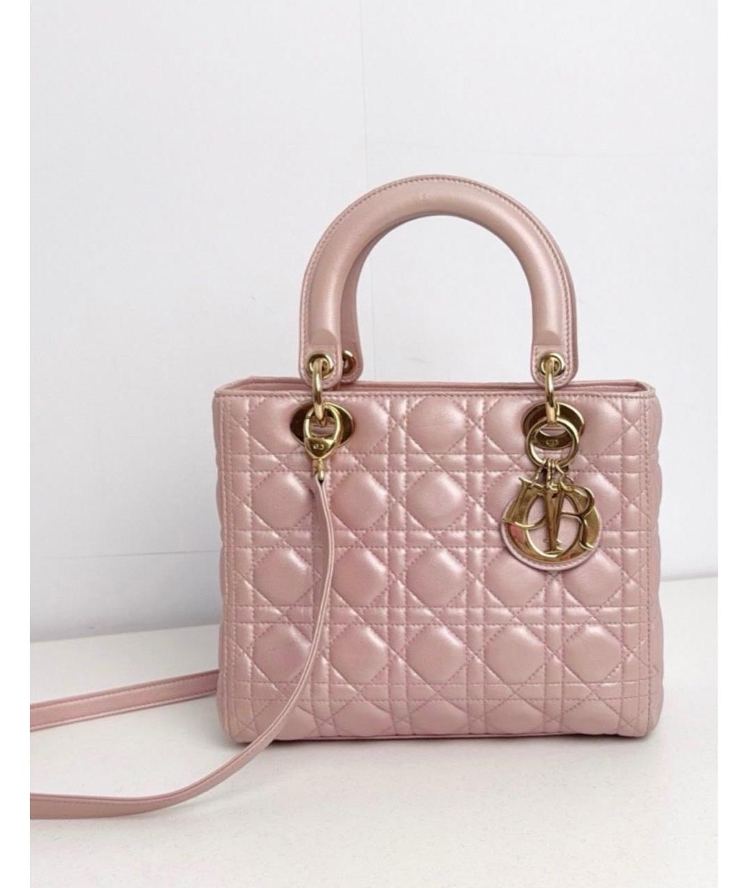 CHRISTIAN DIOR Розовая кожаная сумка с короткими ручками, фото 6