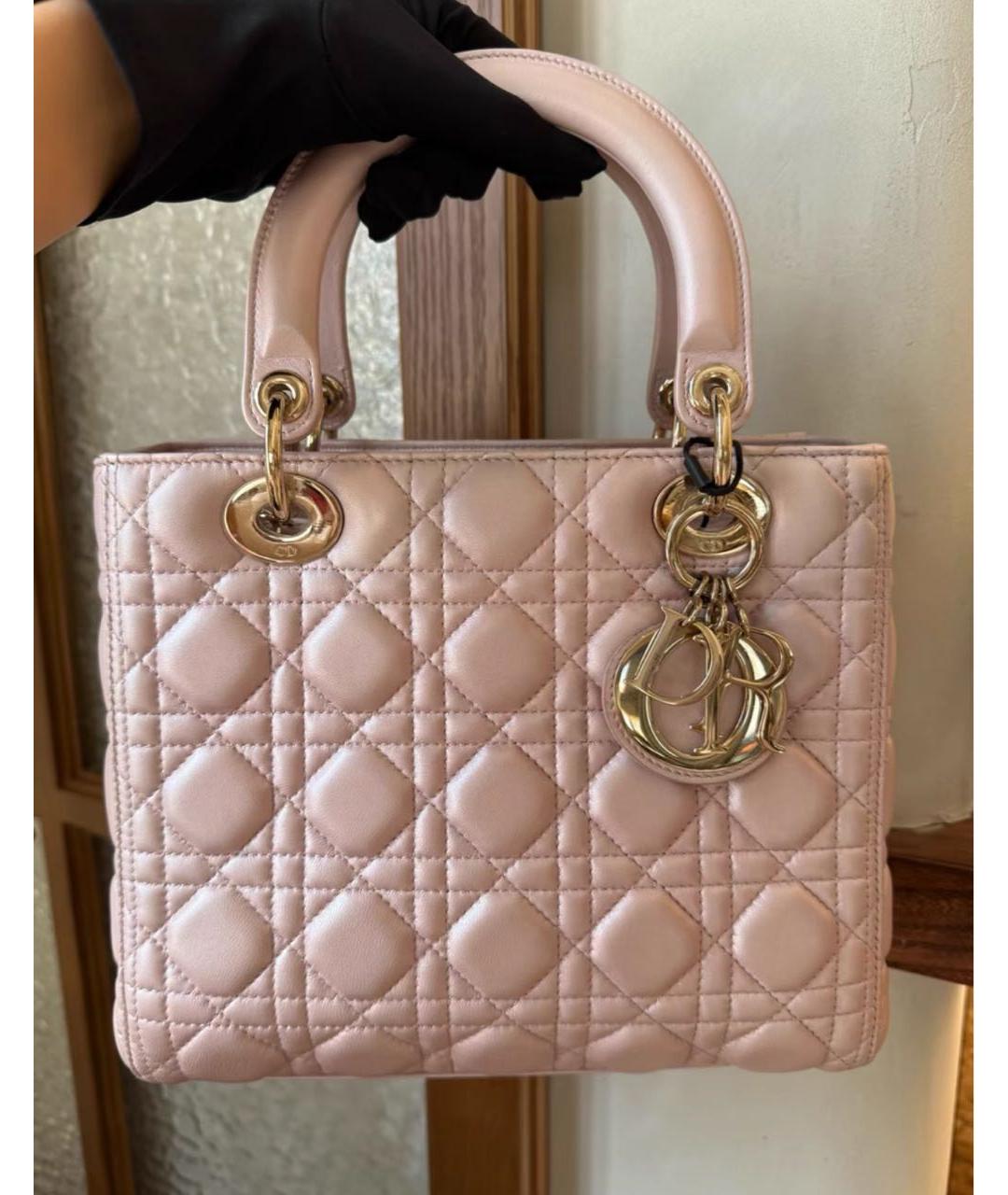 CHRISTIAN DIOR Розовая кожаная сумка с короткими ручками, фото 5