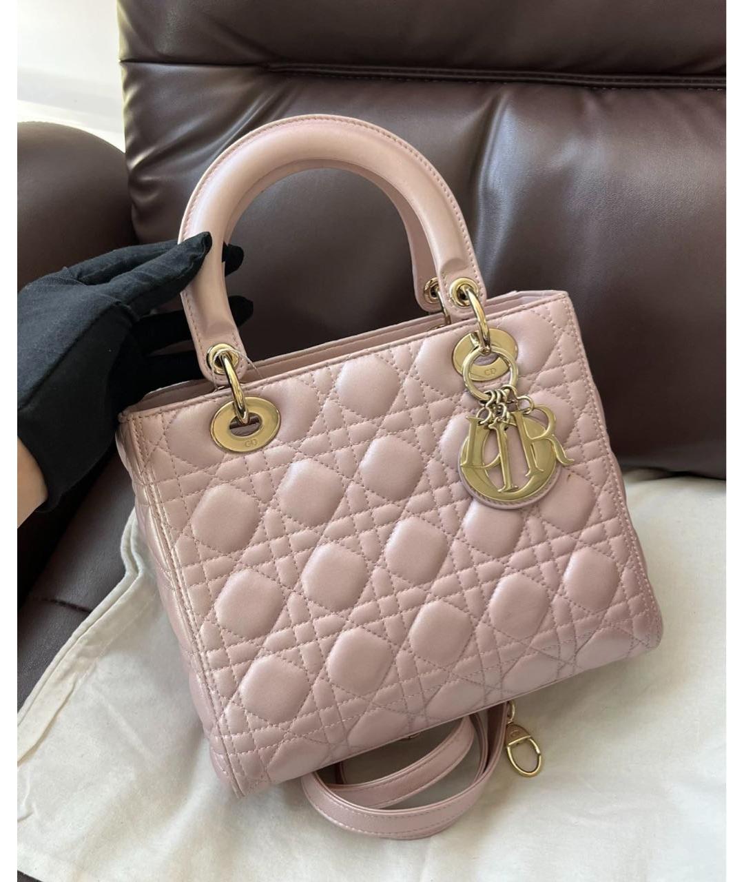 CHRISTIAN DIOR Розовая кожаная сумка с короткими ручками, фото 2