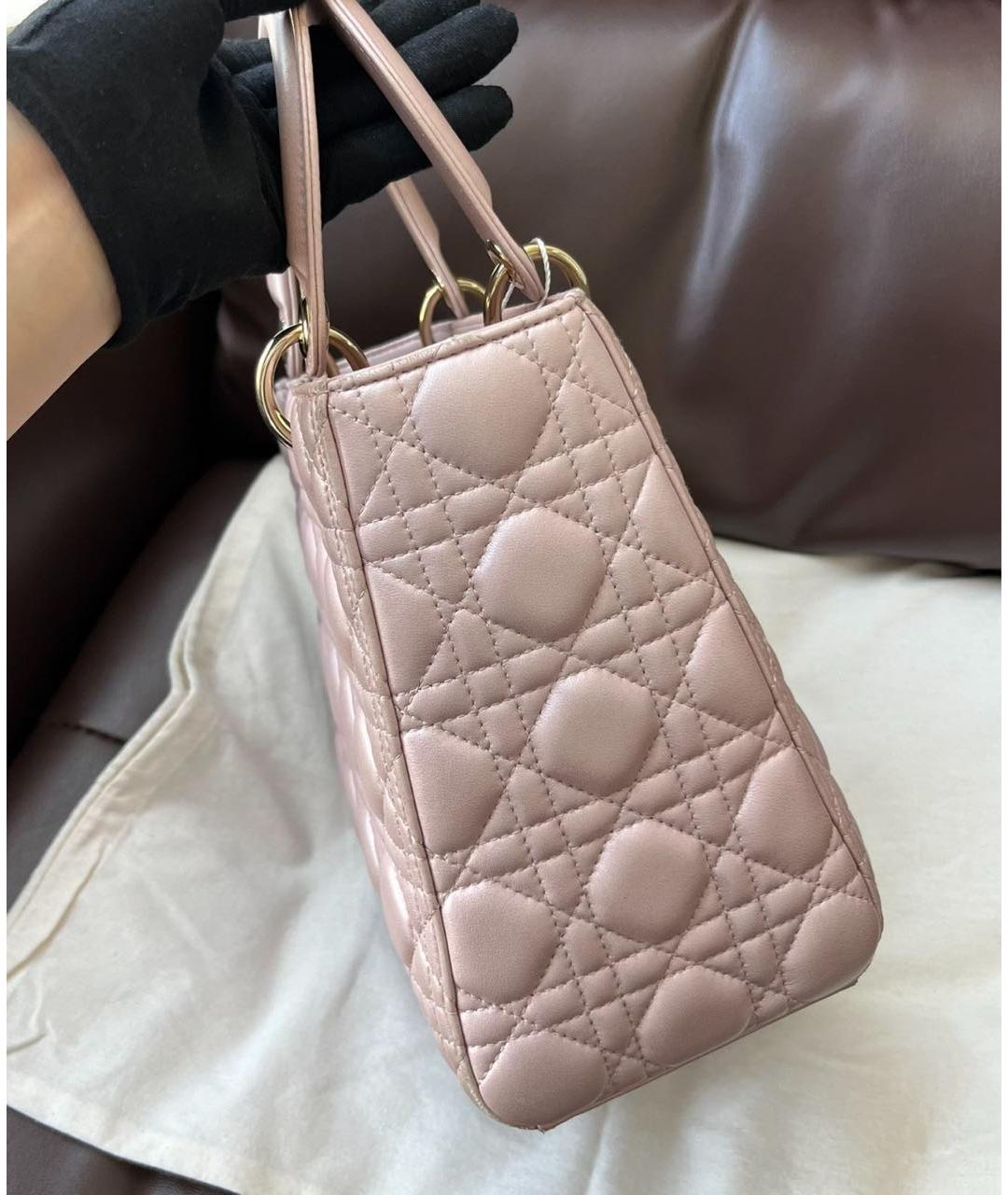 CHRISTIAN DIOR Розовая кожаная сумка с короткими ручками, фото 4