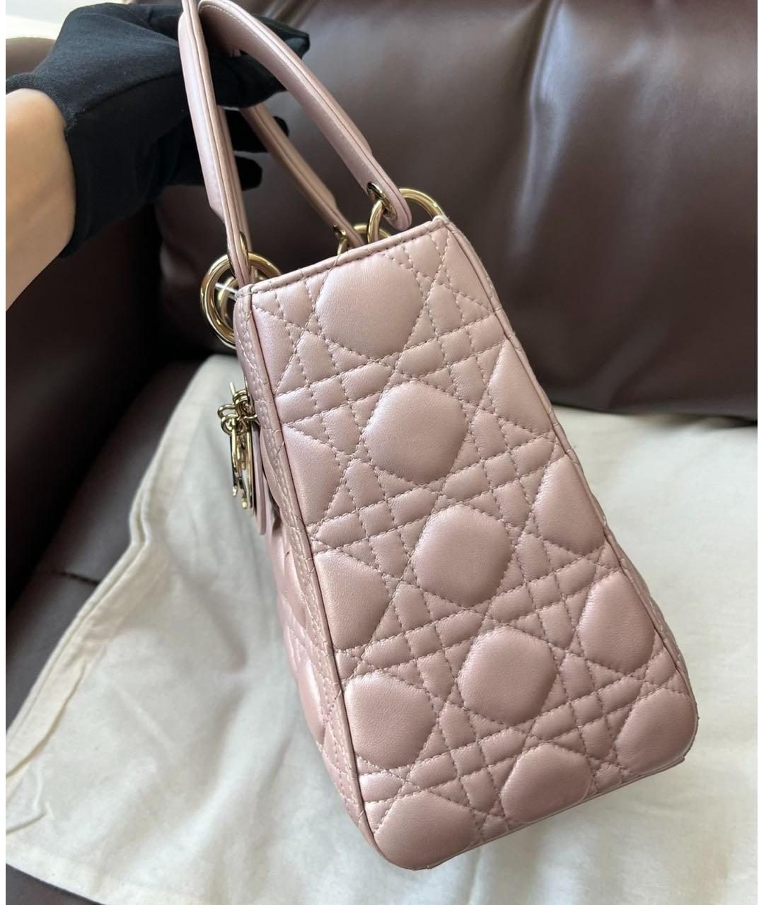 CHRISTIAN DIOR Розовая кожаная сумка с короткими ручками, фото 3