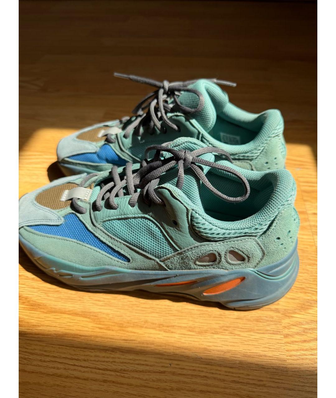 ADIDAS YEEZY Бирюзовые замшевые низкие кроссовки / кеды, фото 5
