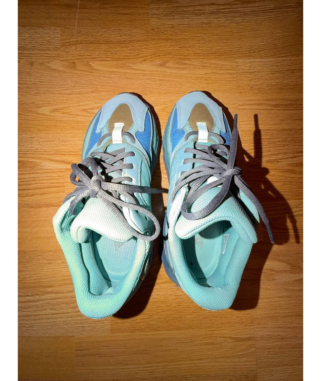 ADIDAS YEEZY Бирюзовые замшевые низкие кроссовки / кеды, фото 3