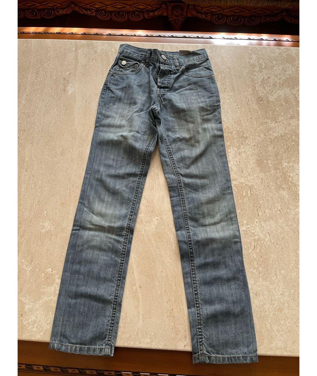 ARMANI JUNIOR Темно-синие хлопковые детские джинсы, фото 9