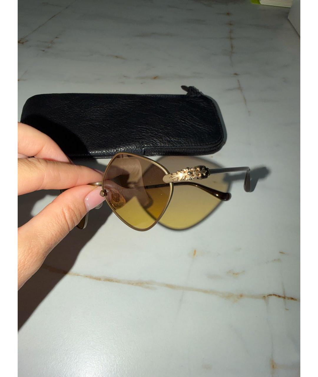 CHROME HEARTS Золотые металлические солнцезащитные очки, фото 2