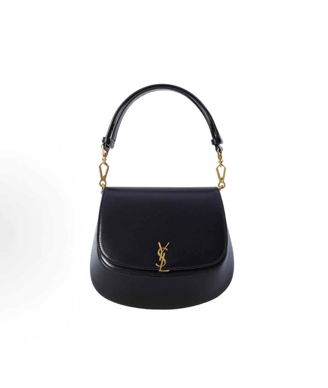 SAINT LAURENT Черная кожаная сумка с короткими ручками, фото 5