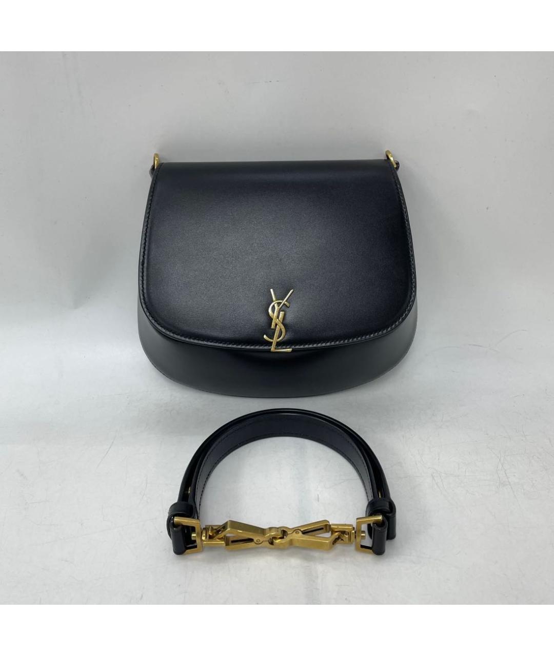 SAINT LAURENT Черная кожаная сумка с короткими ручками, фото 2