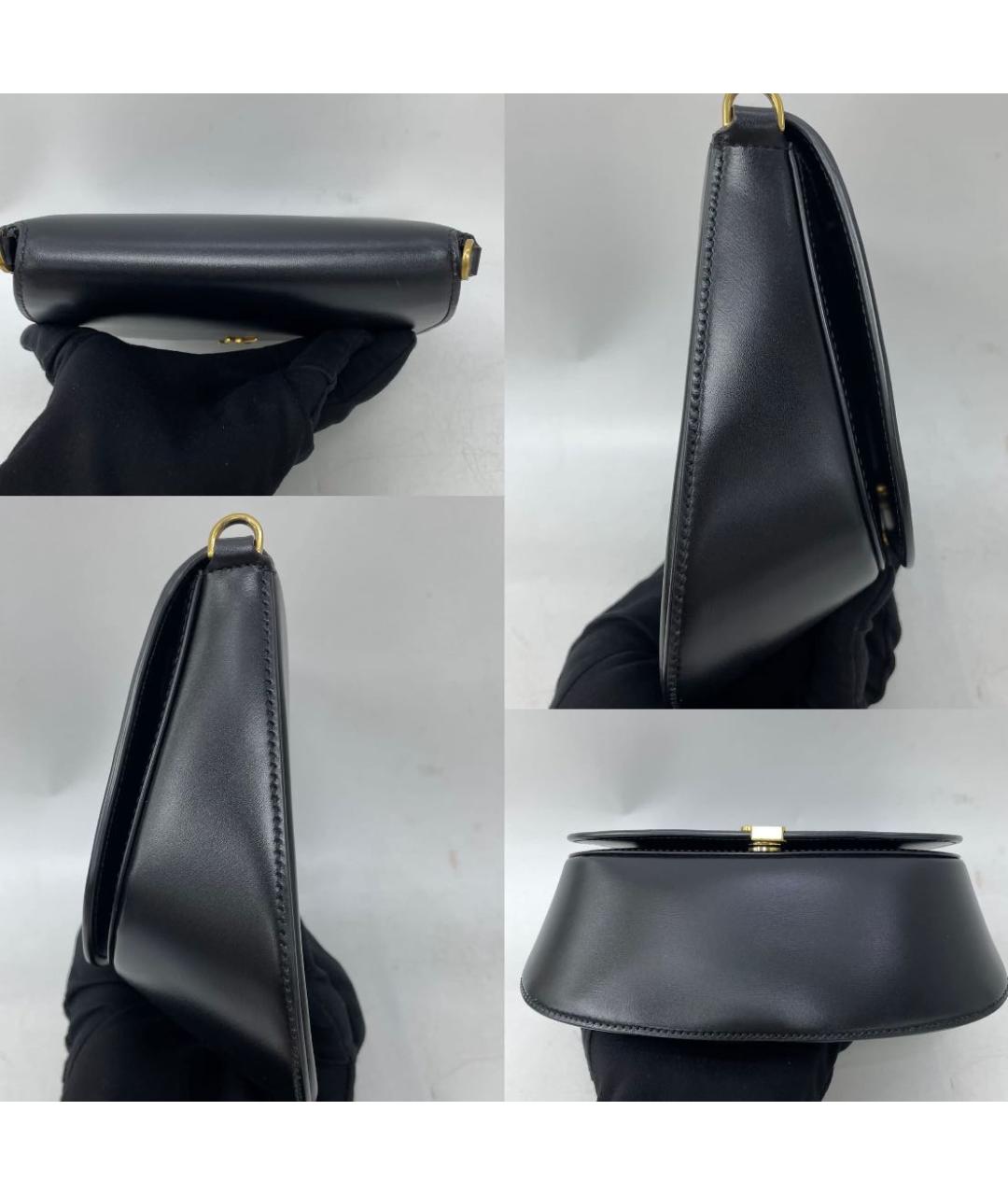 SAINT LAURENT Черная кожаная сумка с короткими ручками, фото 3