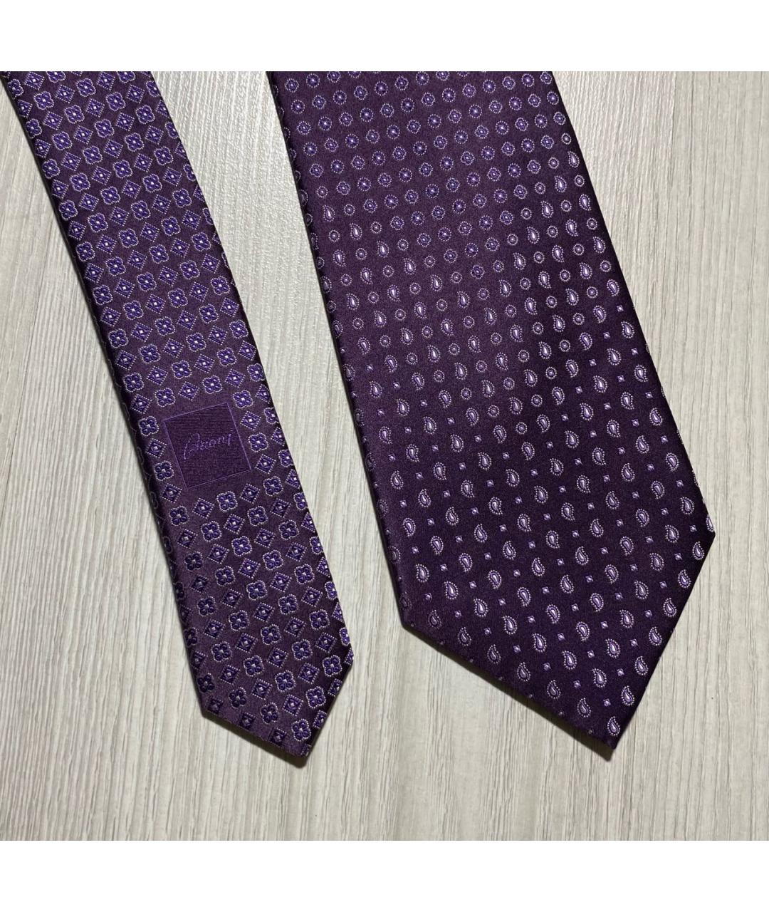 BRIONI Фиолетовый шелковый галстук, фото 2