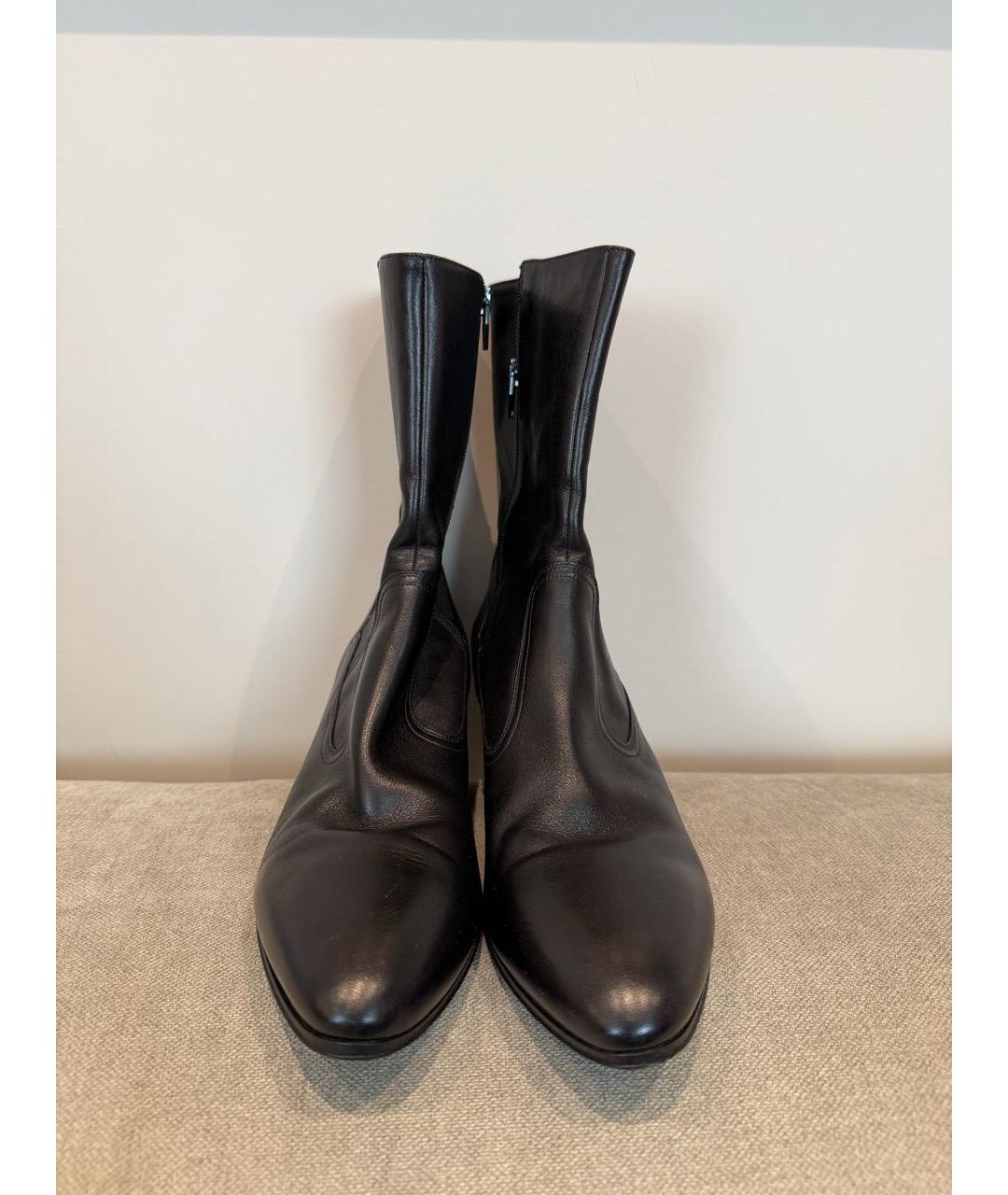 SAINT LAURENT Черные кожаные полусапоги, фото 2