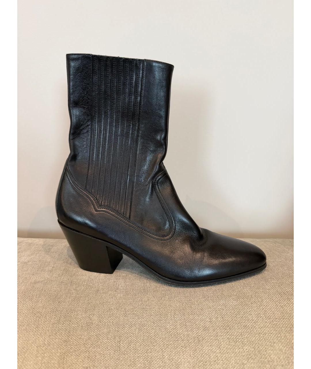 SAINT LAURENT Черные кожаные полусапоги, фото 6