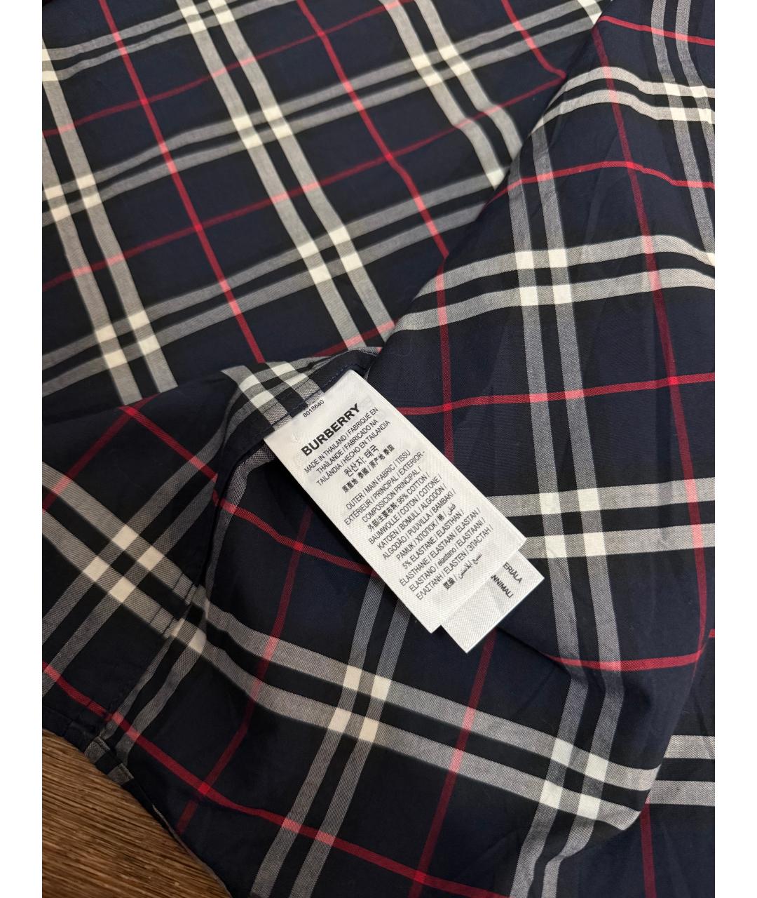 BURBERRY Темно-синяя хлопковая кэжуал рубашка, фото 5