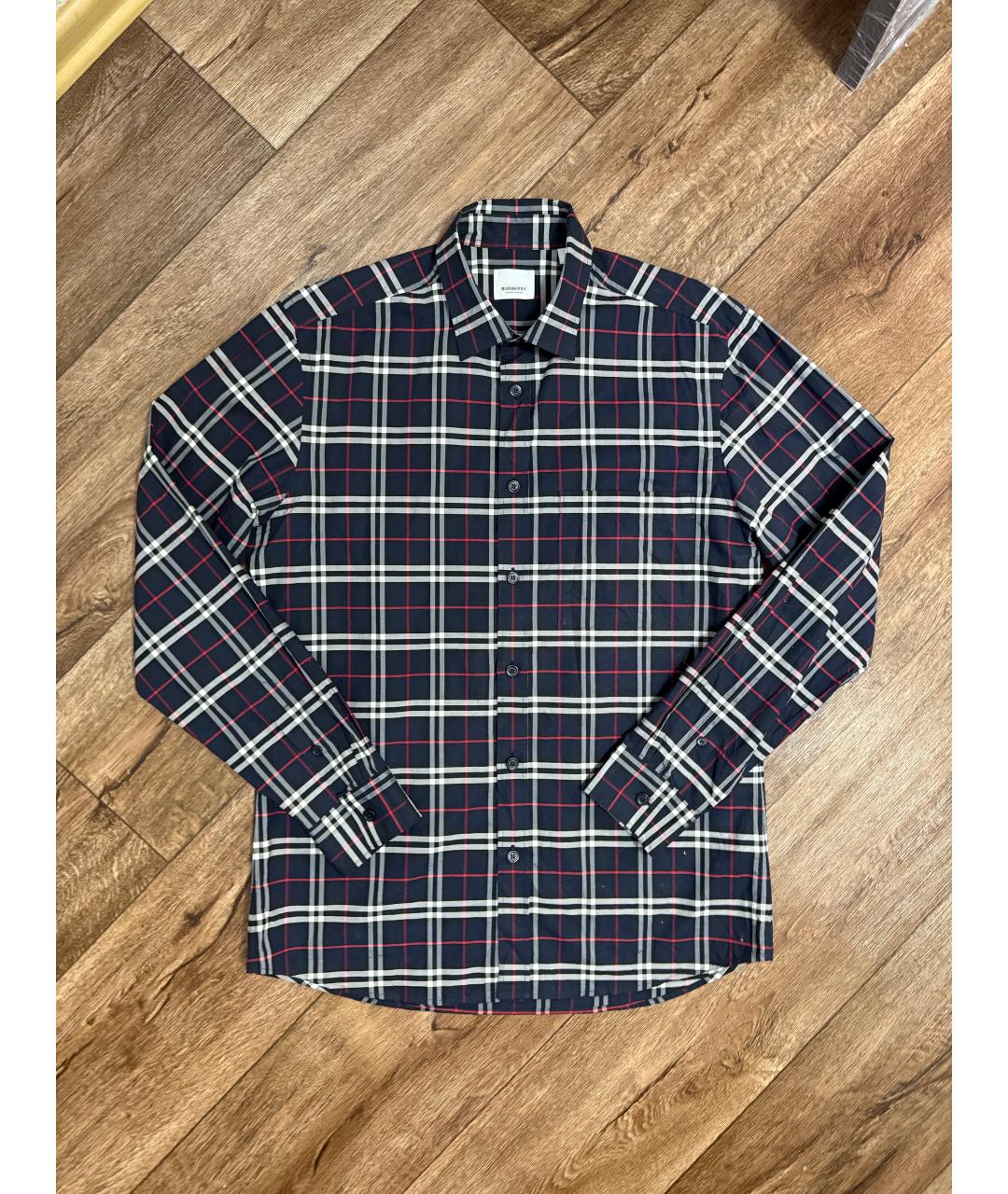 BURBERRY Темно-синяя хлопковая кэжуал рубашка, фото 10