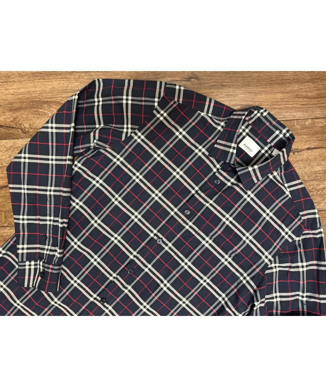 BURBERRY Темно-синяя хлопковая кэжуал рубашка, фото 3