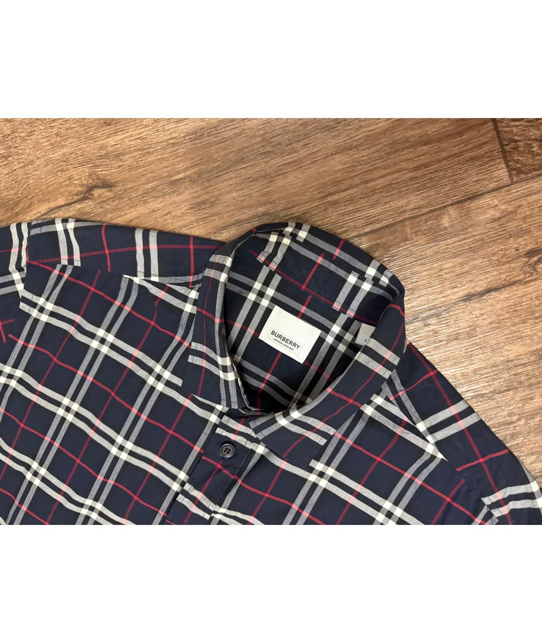 BURBERRY Темно-синяя хлопковая кэжуал рубашка, фото 2