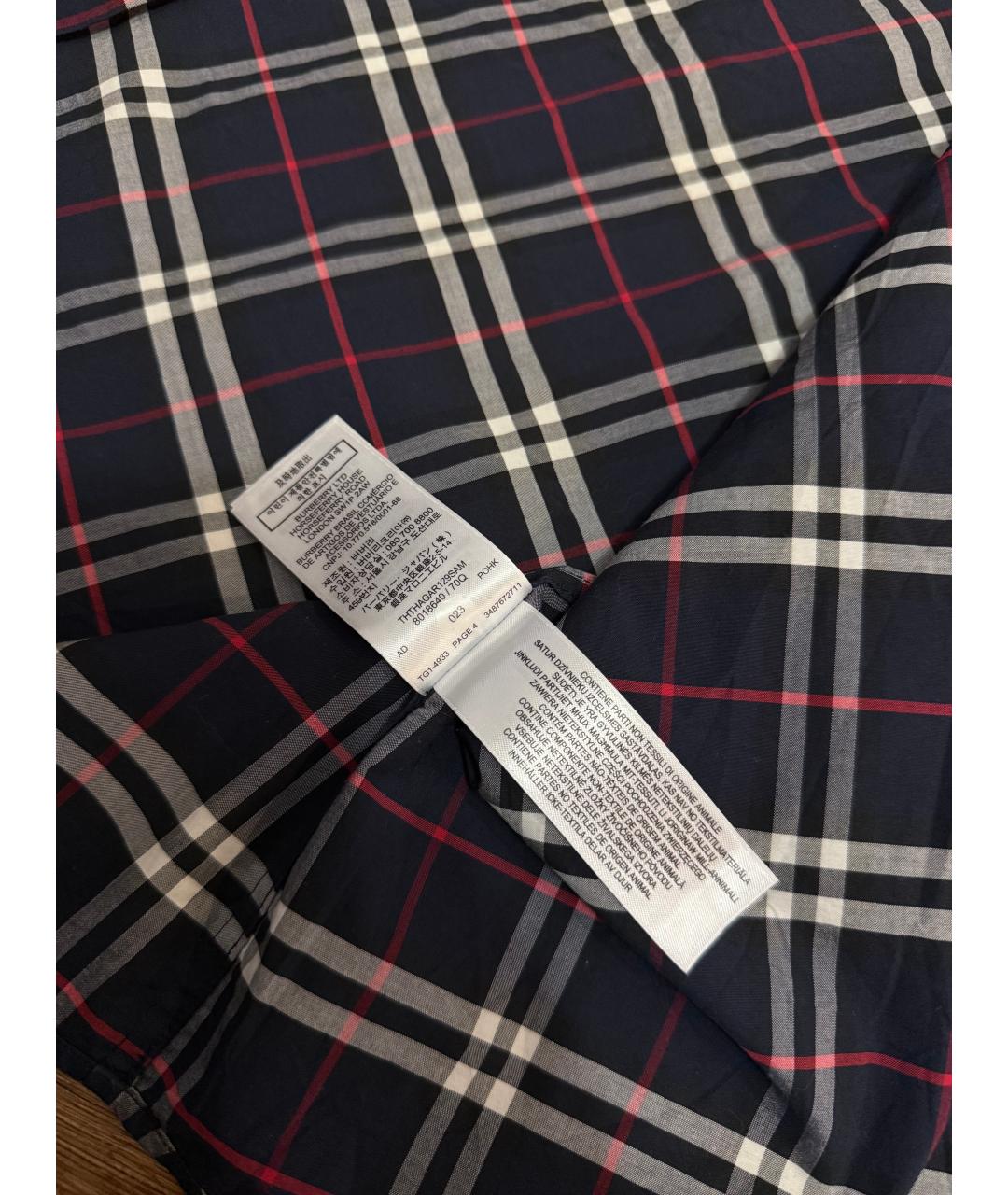 BURBERRY Темно-синяя хлопковая кэжуал рубашка, фото 7