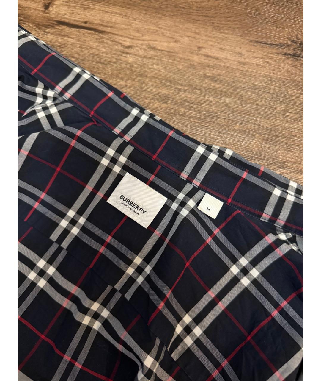 BURBERRY Темно-синяя хлопковая кэжуал рубашка, фото 8