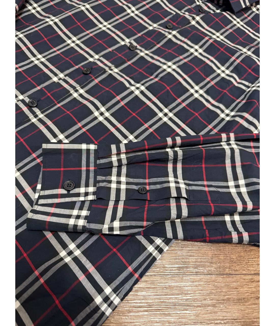 BURBERRY Темно-синяя хлопковая кэжуал рубашка, фото 4