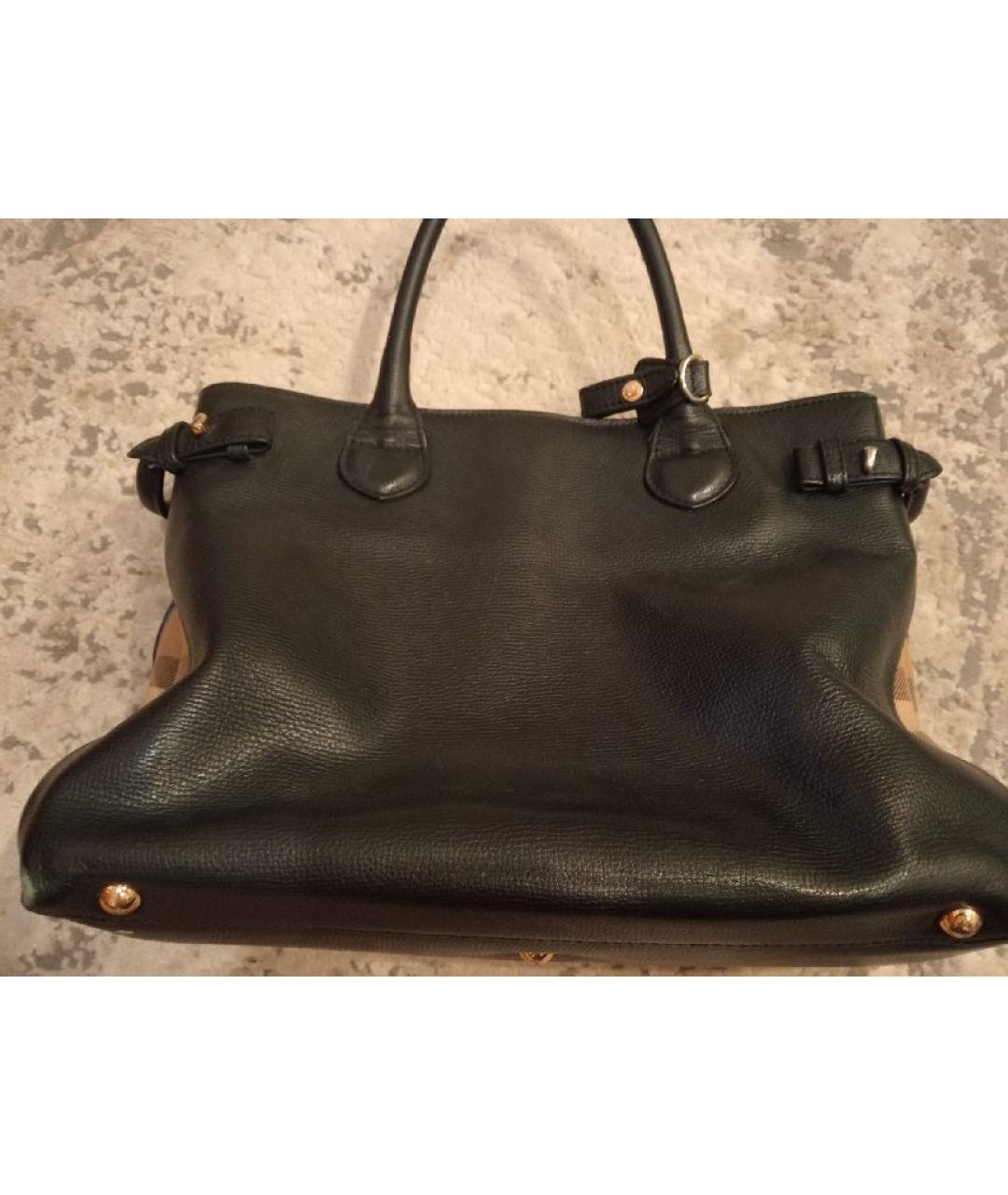 BURBERRY Черная кожаная сумка с короткими ручками, фото 3