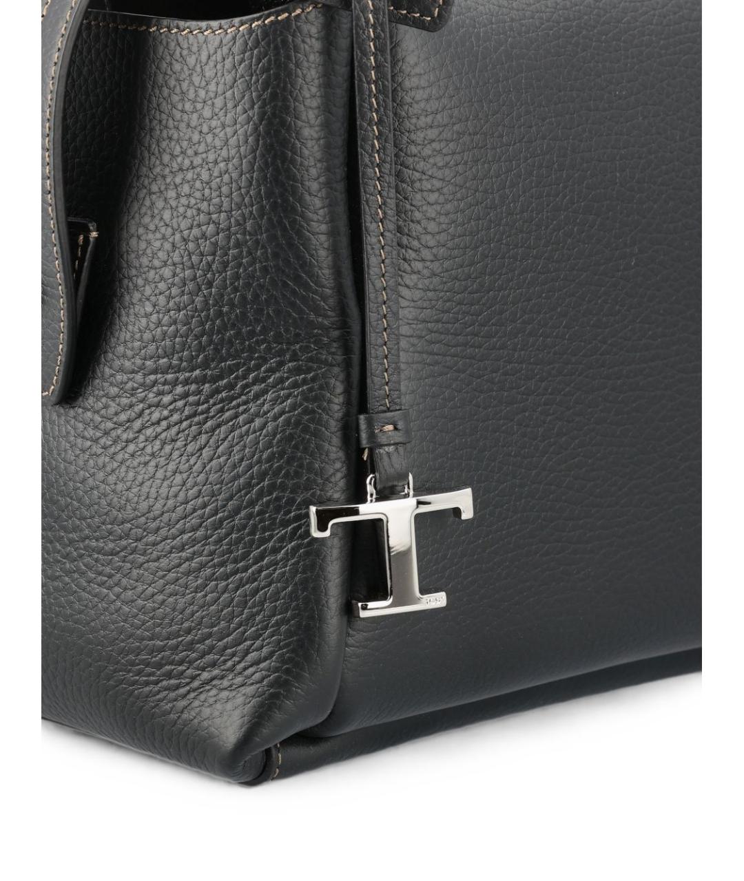 TOD'S Черная кожаная сумка тоут, фото 4