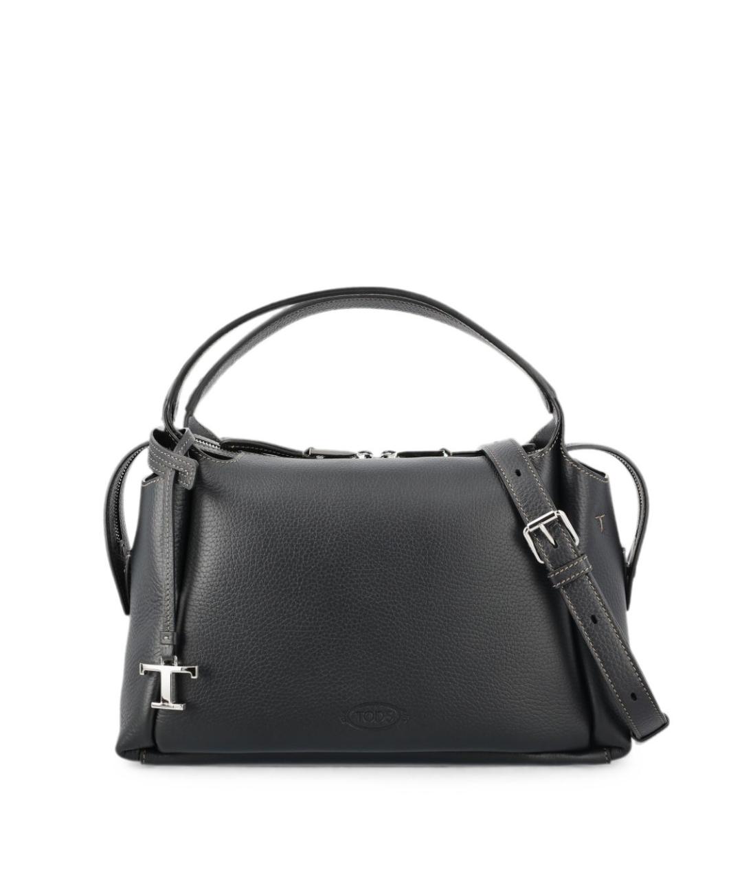 TOD'S Черная кожаная сумка тоут, фото 1