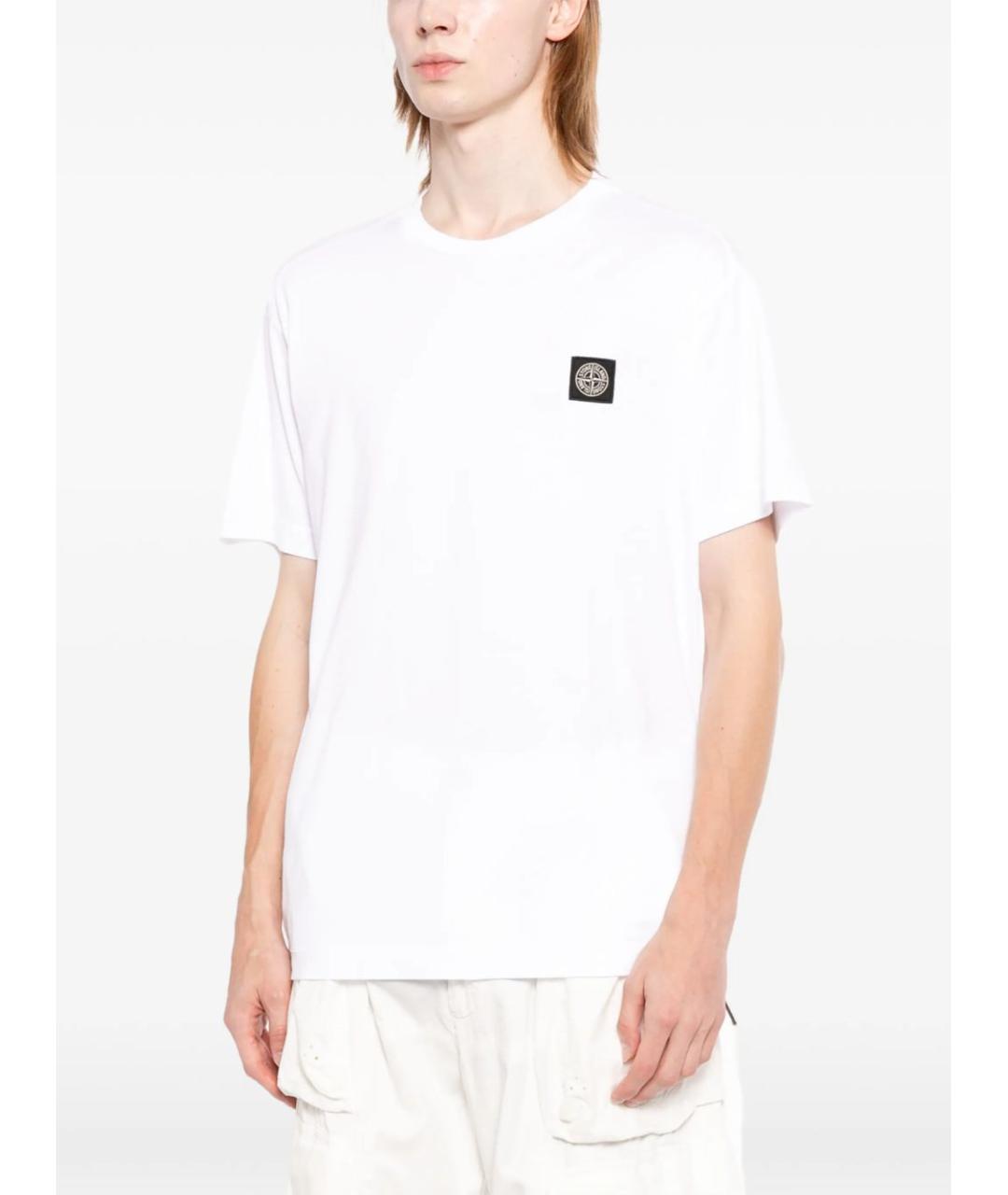 STONE ISLAND Белая хлопковая футболка, фото 4