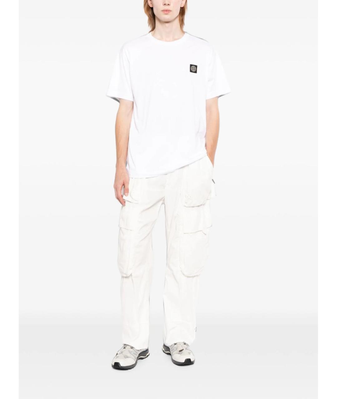 STONE ISLAND Белая хлопковая футболка, фото 3