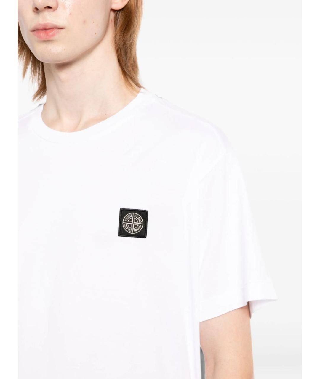 STONE ISLAND Белая хлопковая футболка, фото 2