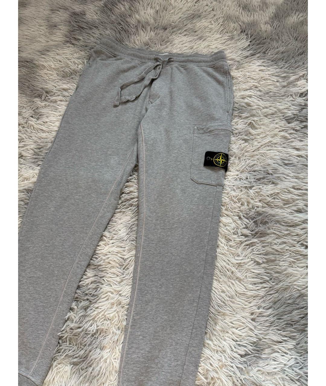 STONE ISLAND Серые хлопковые повседневные брюки, фото 3