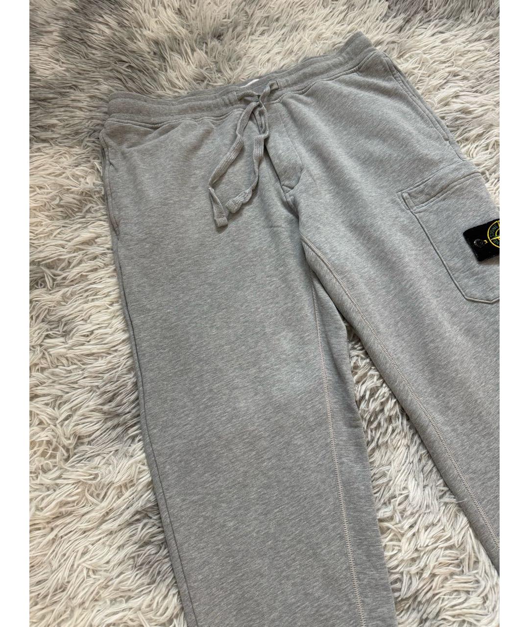 STONE ISLAND Серые хлопковые повседневные брюки, фото 4