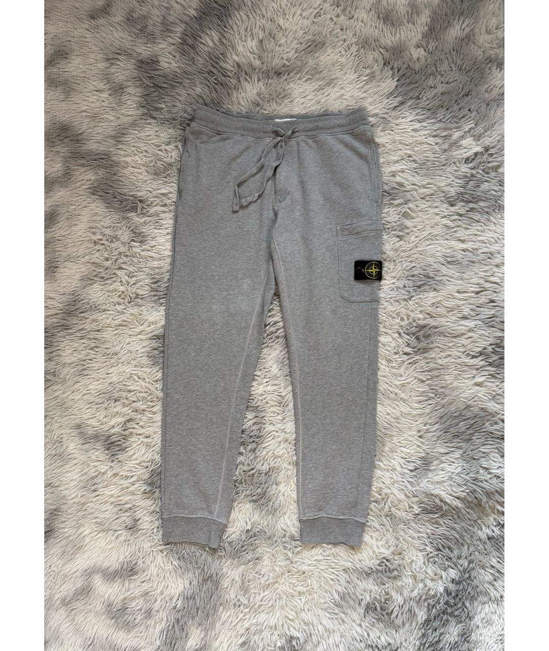 STONE ISLAND Серые хлопковые повседневные брюки, фото 6