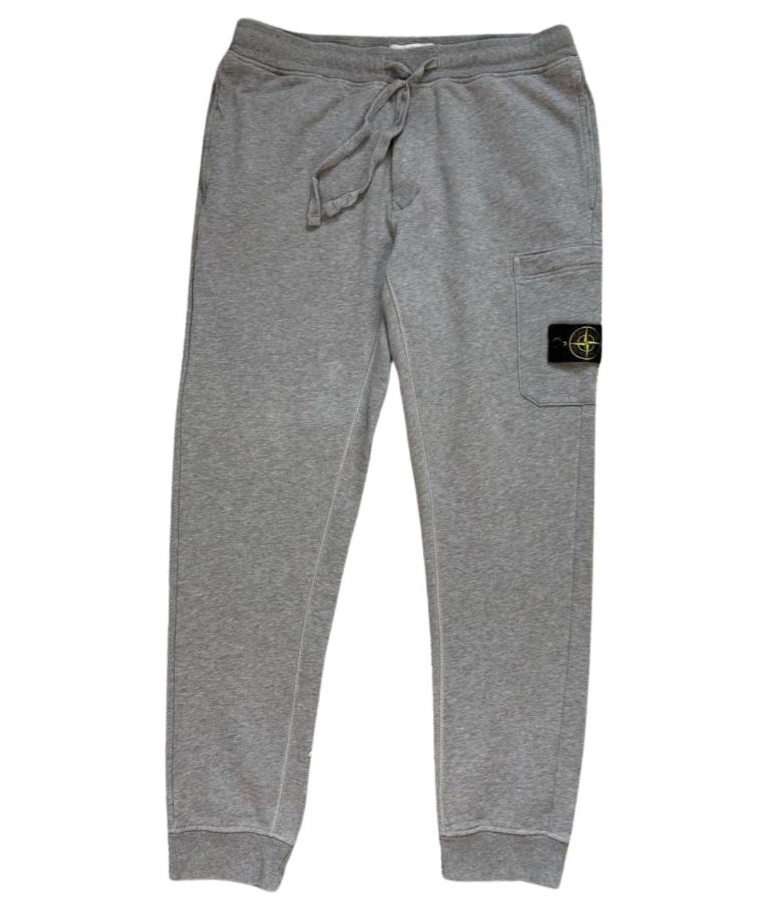 STONE ISLAND Серые хлопковые повседневные брюки, фото 1