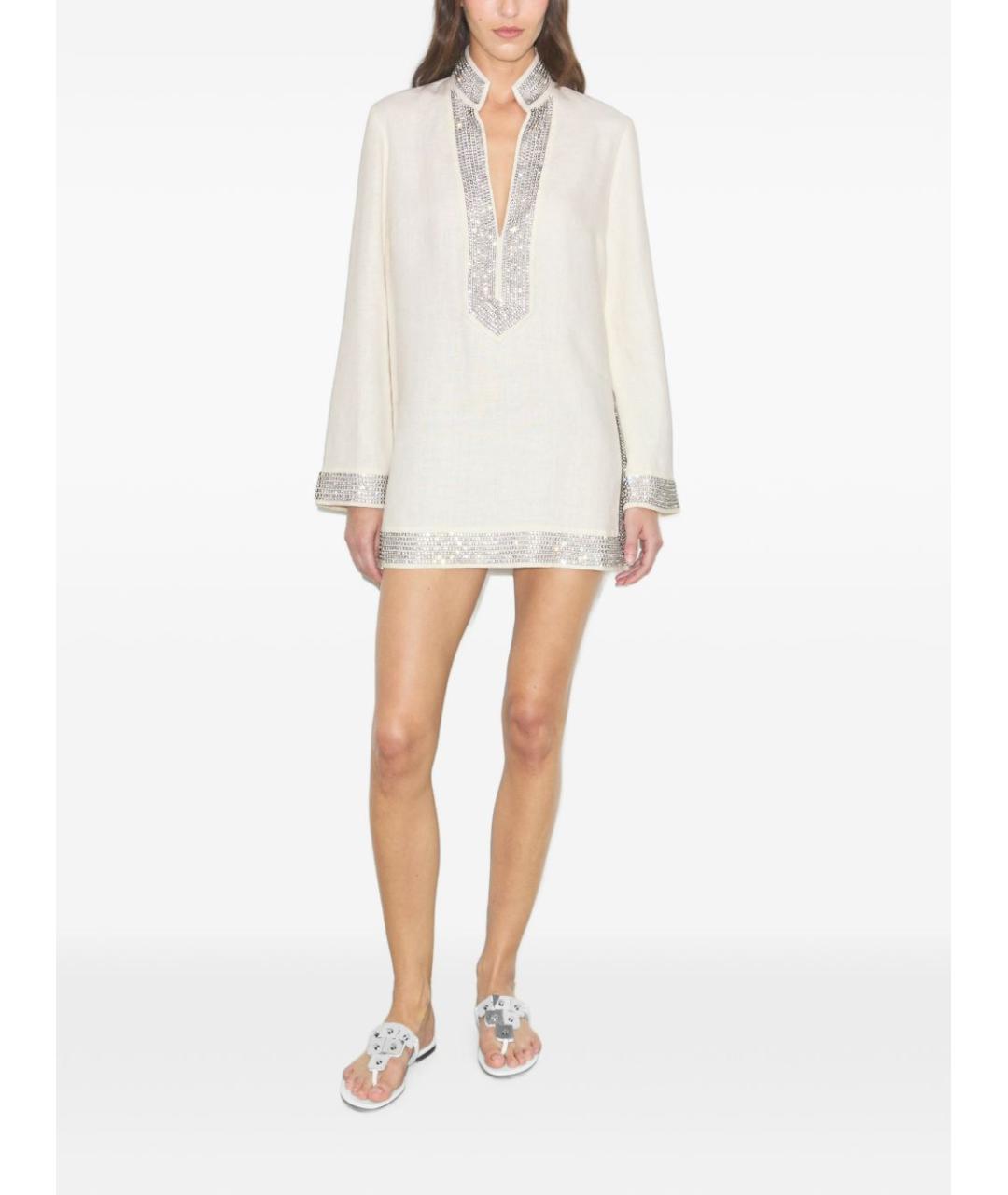 TORY BURCH Бежевое льняное платье, фото 2