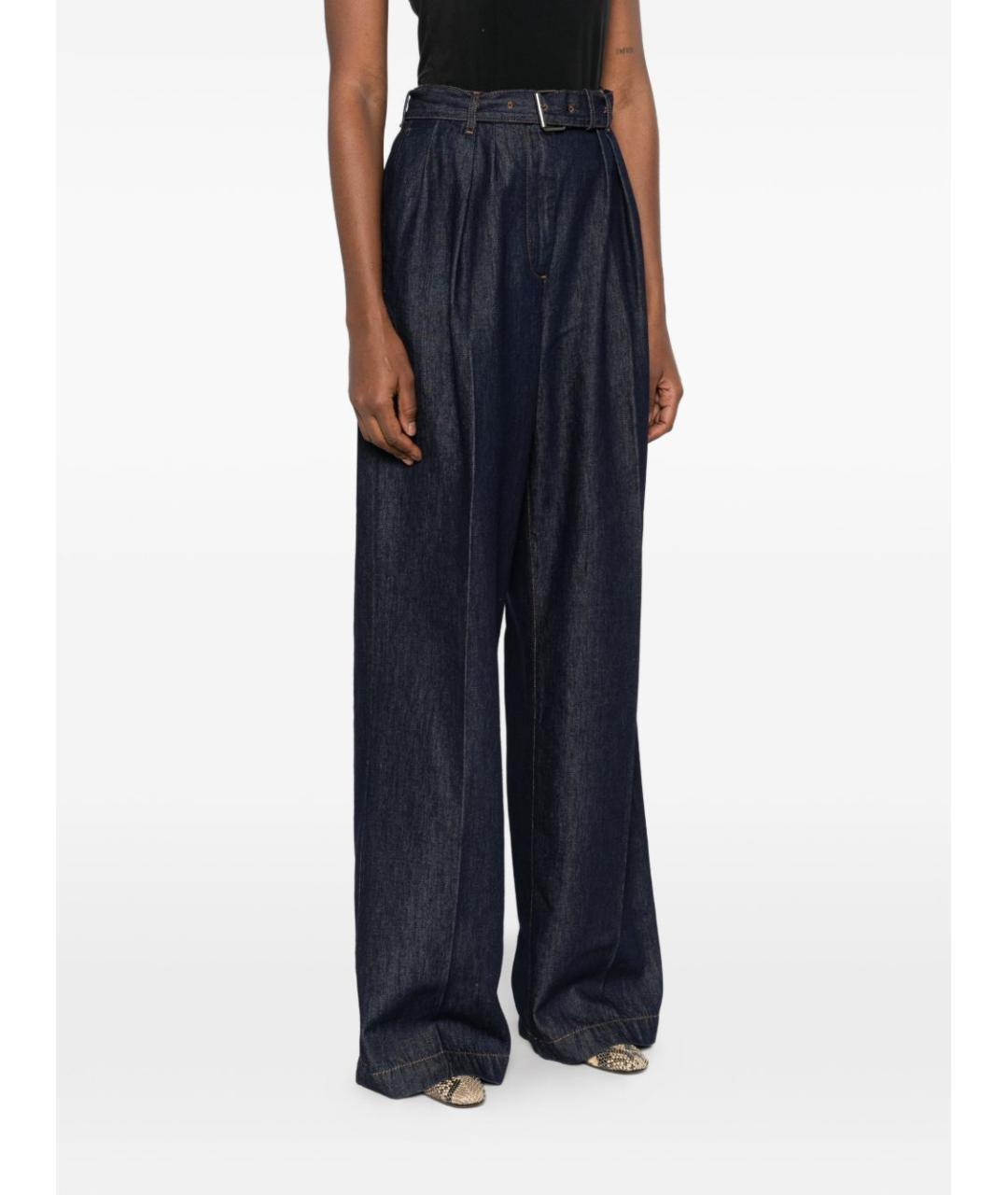 DRIES VAN NOTEN Синие хлопковые прямые брюки, фото 5